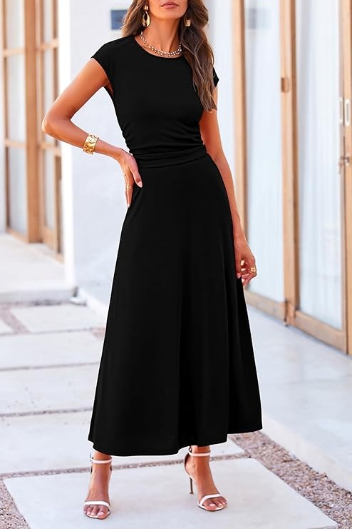 🔥HOT SALE🔥Women's Summer Elegant Casual Knitted Short Sleeve Top High Waist Midi Skirt Two-piece Set(BUY 2 FREE SHIPPING)