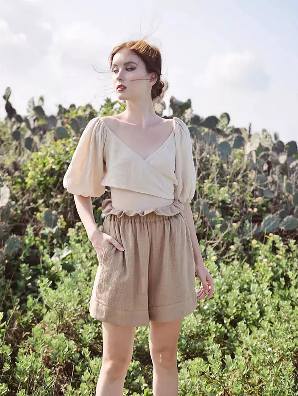 Women's short linen sets