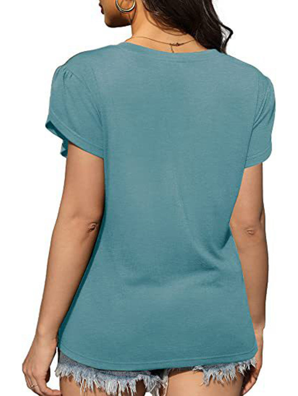 Crew Neck Solid Twist Short Sleeve T-Shirt