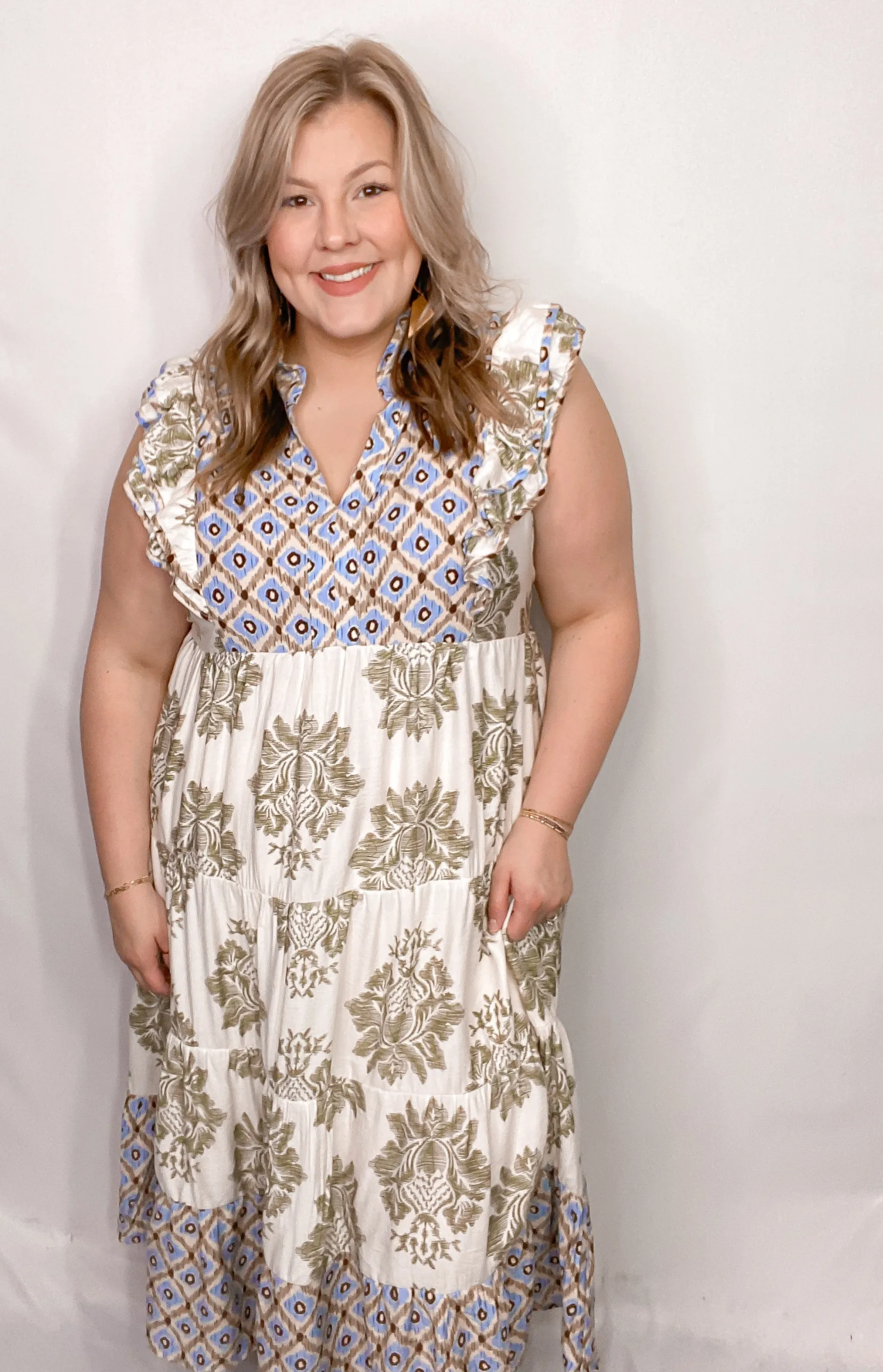 🔥🔥🔥🔥Women's Casual Printed Ruffle Sleeve Dress