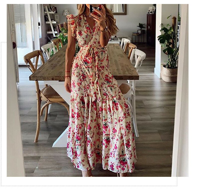 Printed Lace-Up Dress