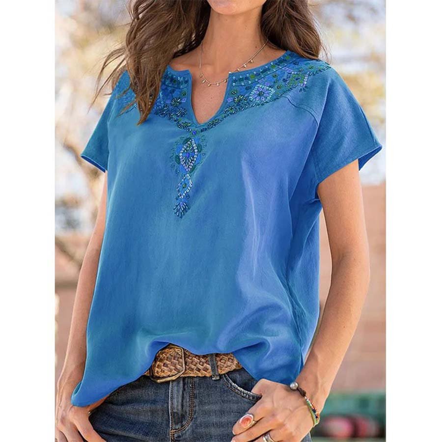 Loose Western Ethnic Style Short Sleeve T-shirt