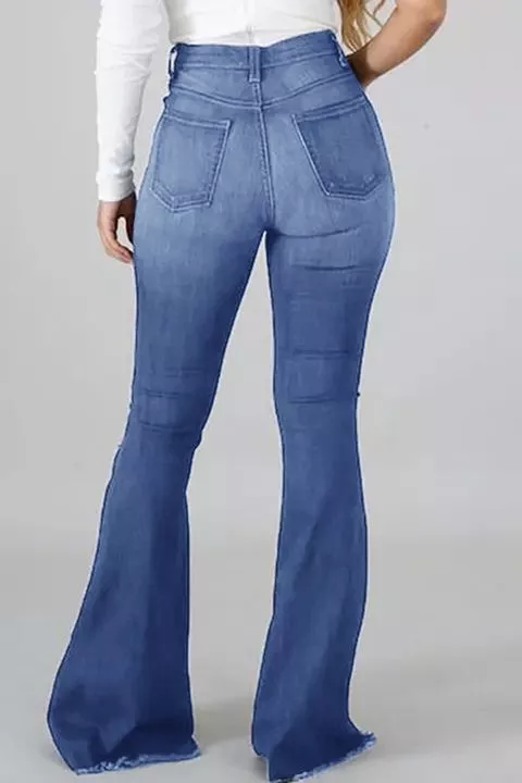 Midiross 90s Vintage High Waist Ripped Flare Leg Jeans