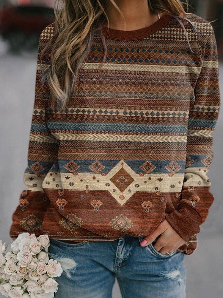 Vintage Print Ladies Sweater