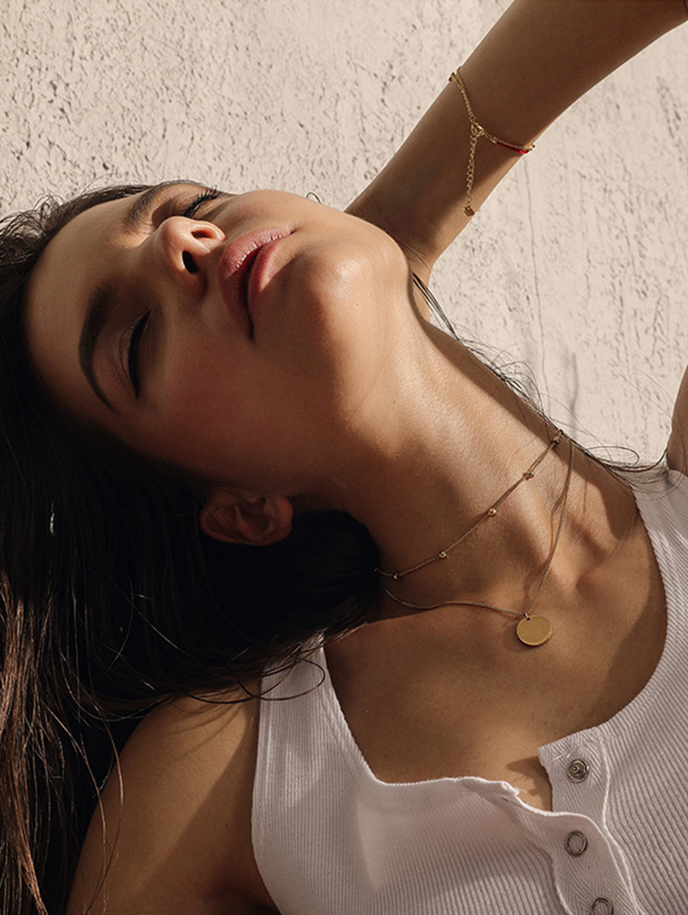 18k Gold Plated Dainty Gold Choker Arrow Bar Layering Long Necklace for Women