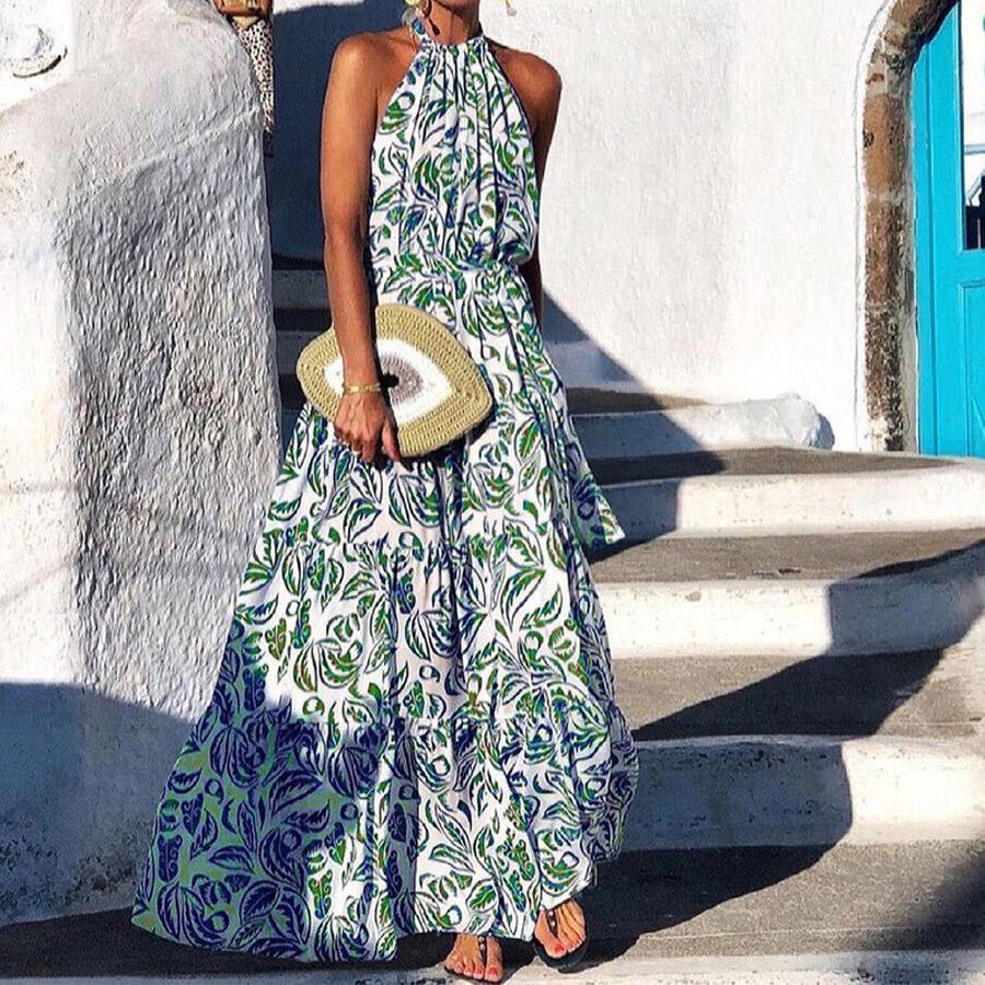 Women's Halter Boho Style Long Dress
