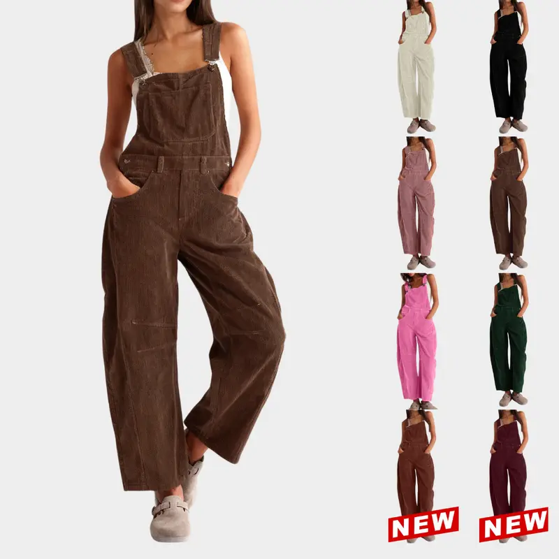 Women's wide-leg corduroy overalls, adjustable jumpsuit with pockets(BUY 2 FREE SHIPPING)