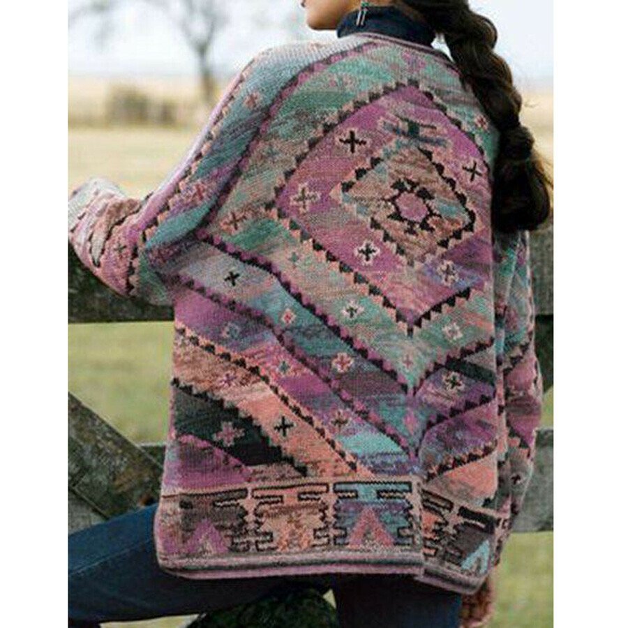 Women Retro Western Style Printed Coat