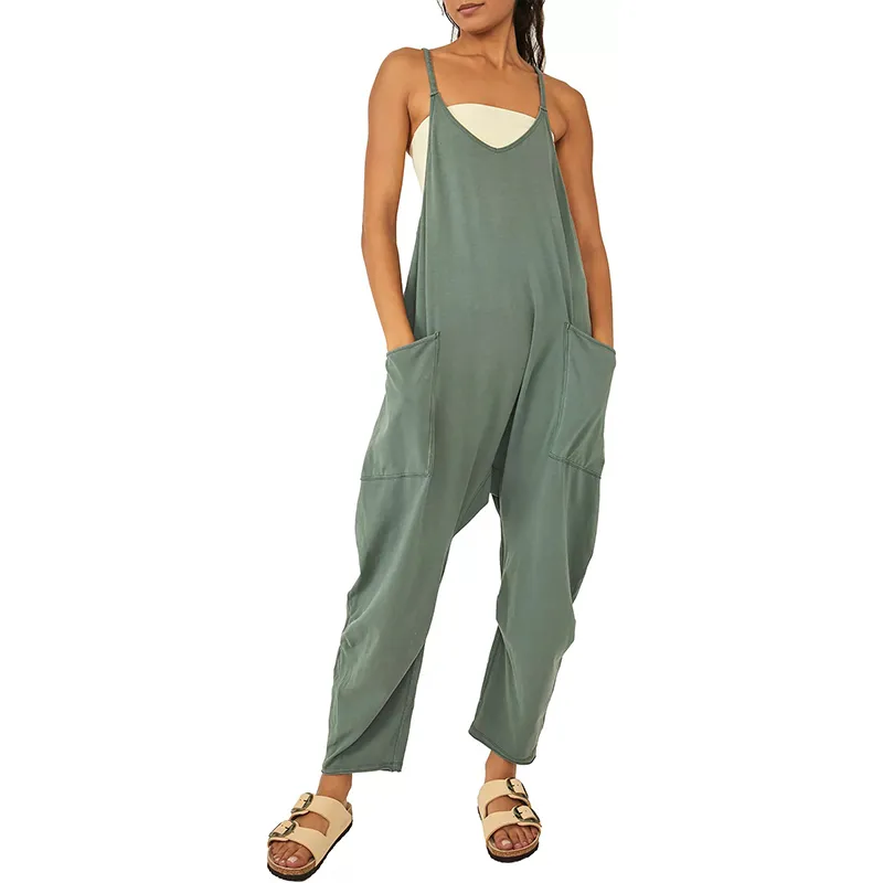 2023 WIDE LEG JUMPSUIT WITH POCKETS