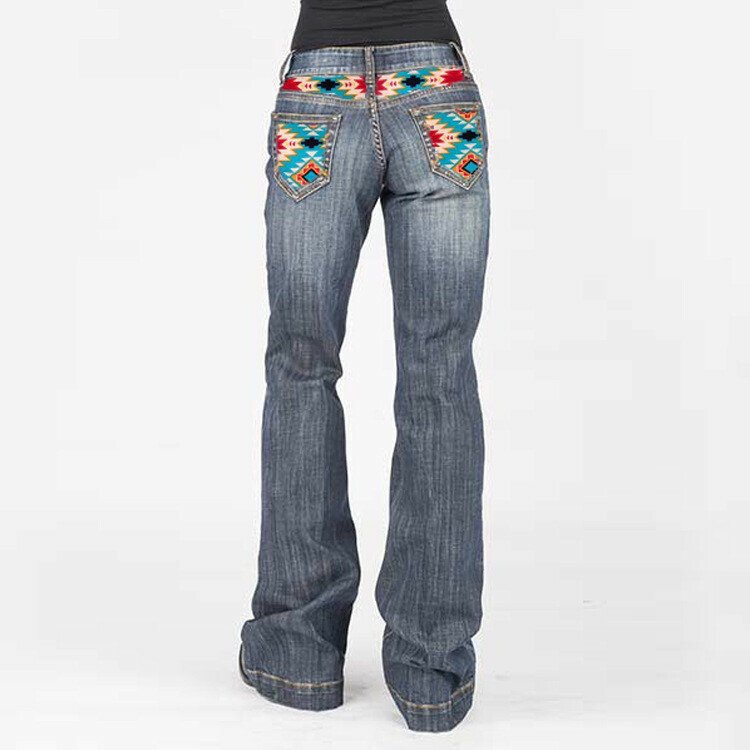 Women's Denim Trousers With Washed Pockets