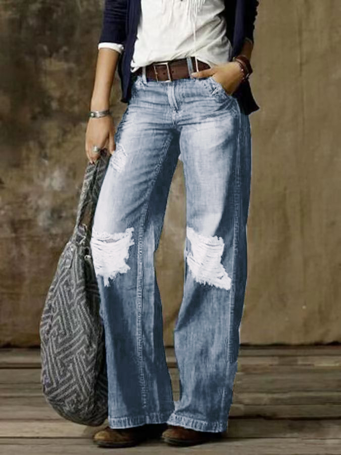 VINTAGE POCKET DENIM LOOSE JEANS PANTS