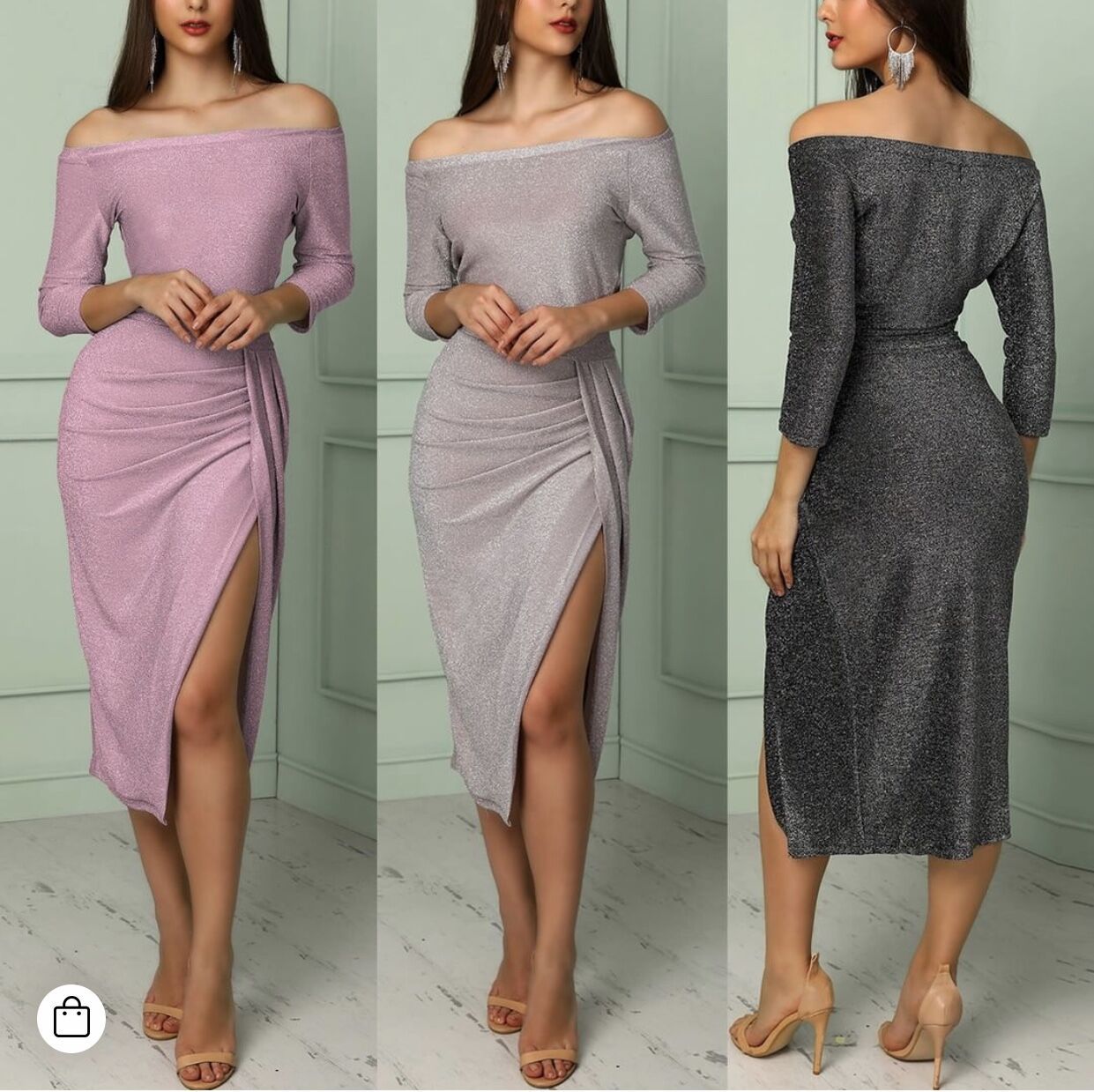 2023 New One-Shoulder Slit Stretch Gown Dress