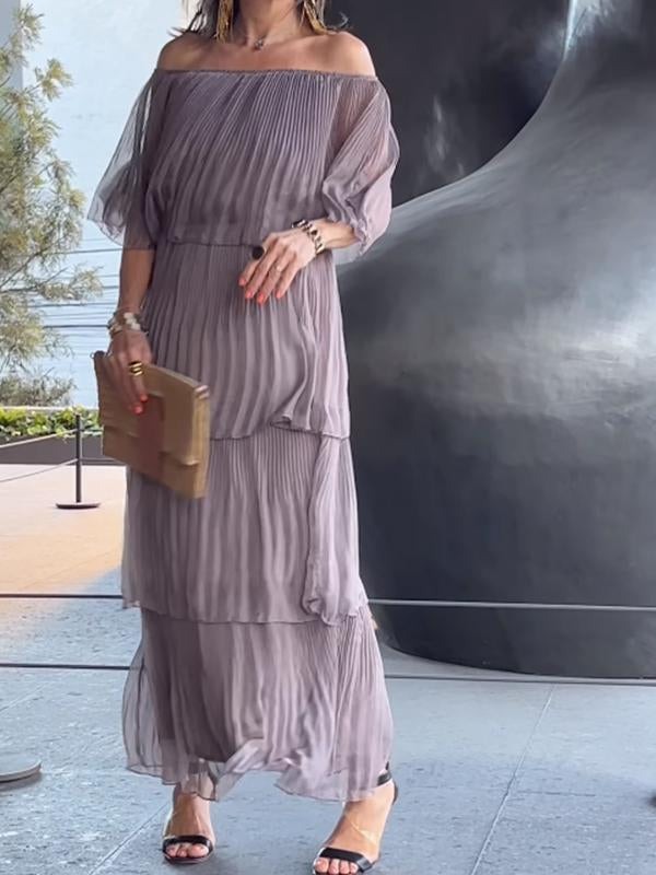 ✨✨✨Elegant chiffon cake long dress