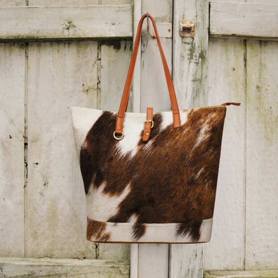 PU Cotton Plush Super Soft Cow Pattern Three-Piece Makeup Hand-Held One-Shoulder Handbag