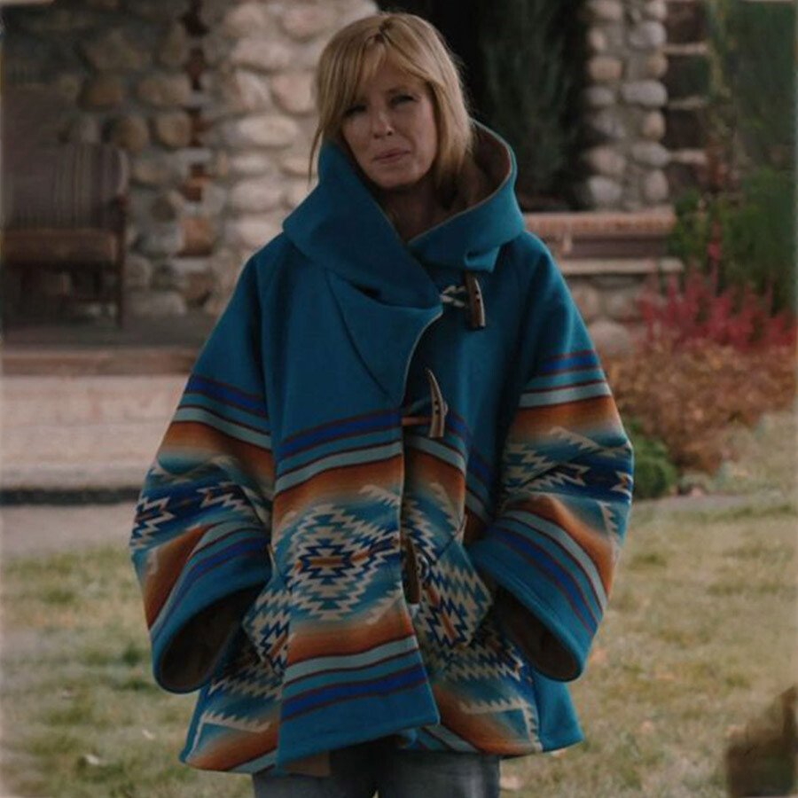 Ladies Western Vintage Print Woolen Jacket