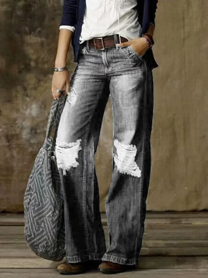 VINTAGE POCKET DENIM LOOSE JEANS PANTS