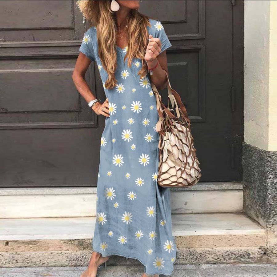 Women's Daisy Print Casual Short Sleeve Dress