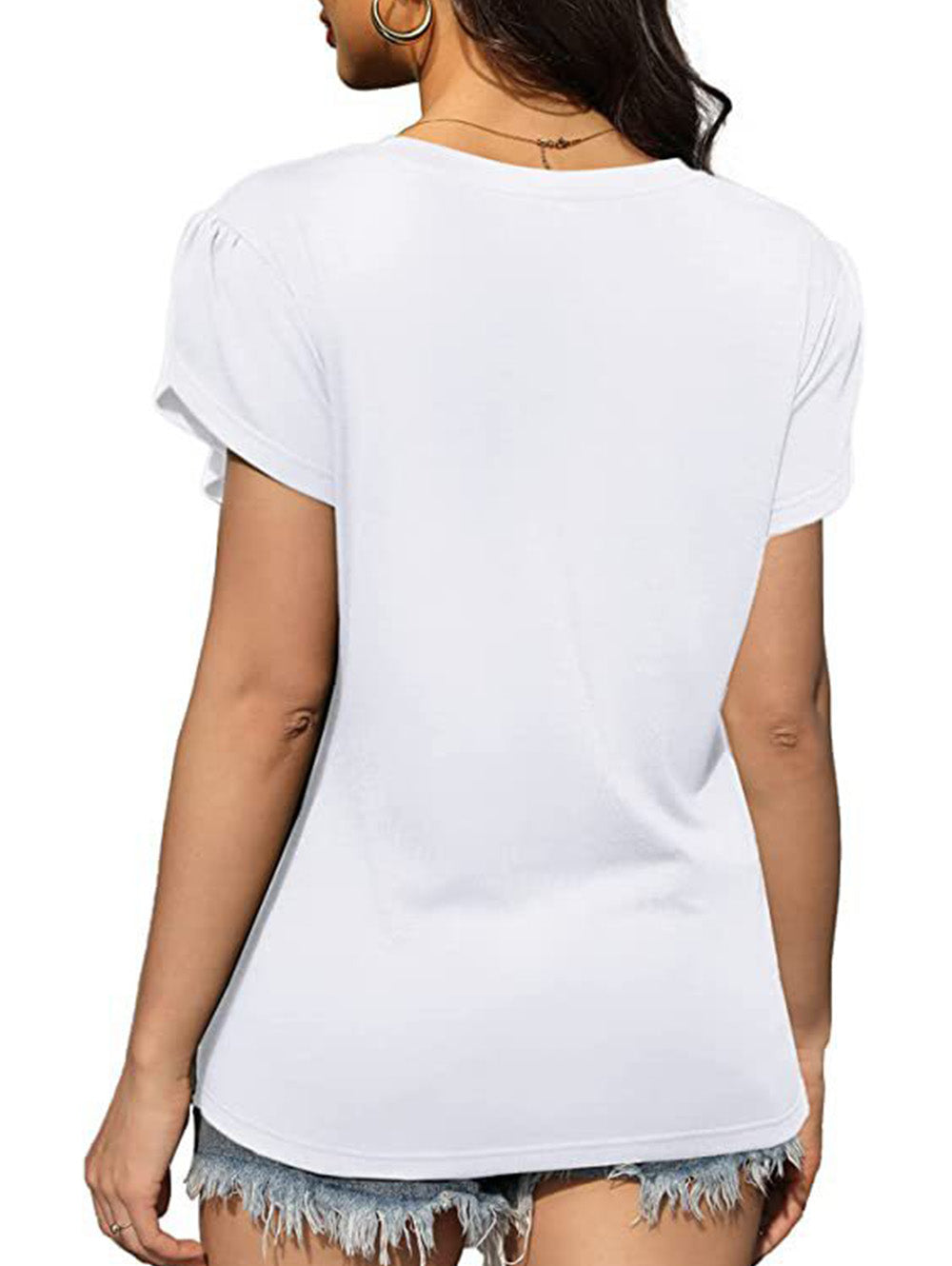 Crew Neck Solid Twist Short Sleeve T-Shirt