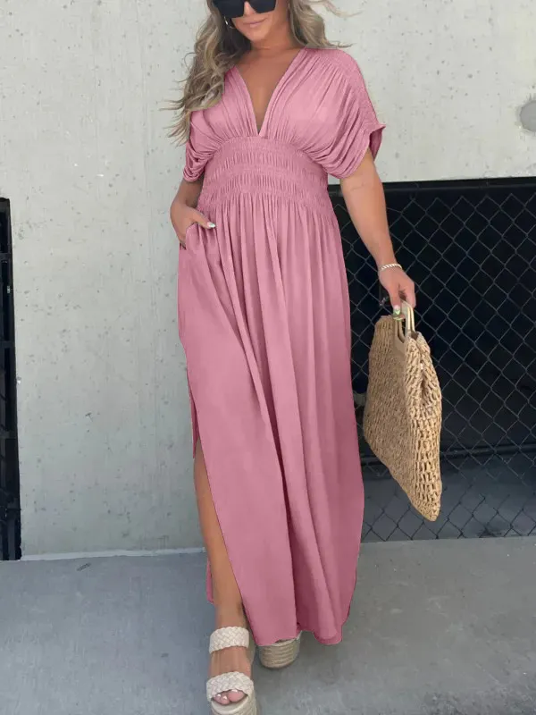 🔥🔥SLIT V-NECK EFFORTLESS MAXI LONG DRESS