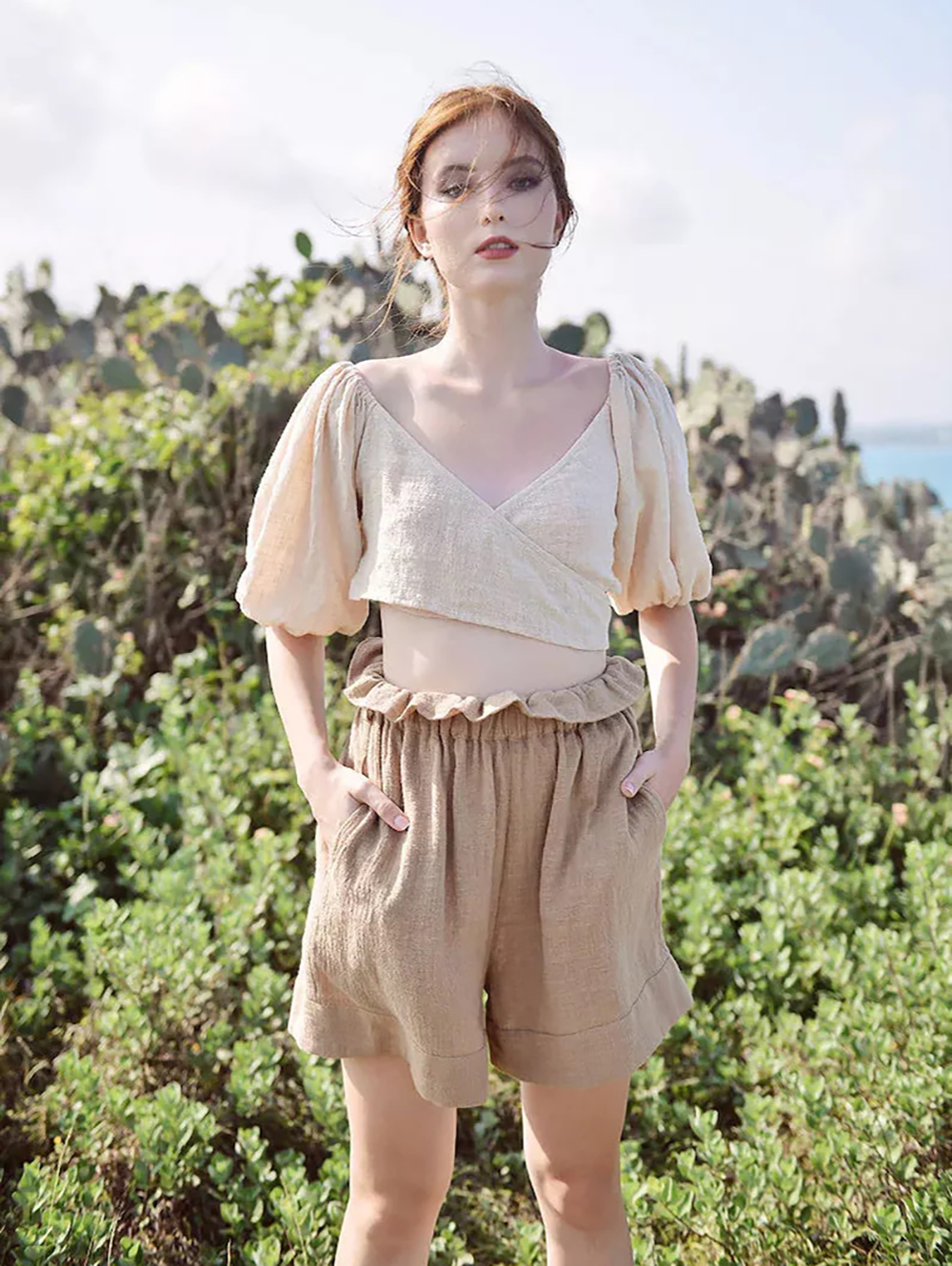 Women's short linen sets
