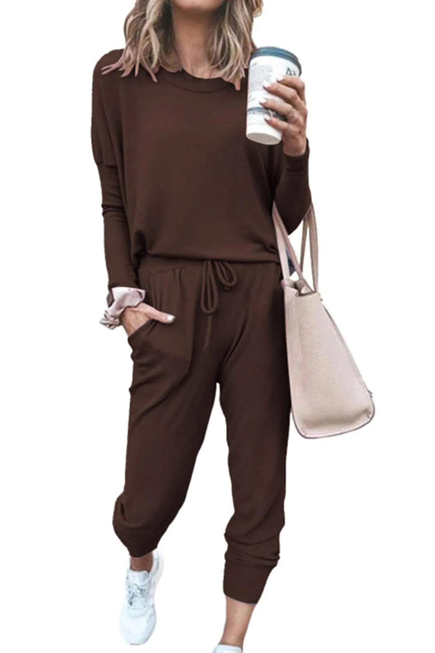 🔥🔥🔥🔥Women's Fall Crewneck Pullover Tops And High Waisted Pants Lounge Set