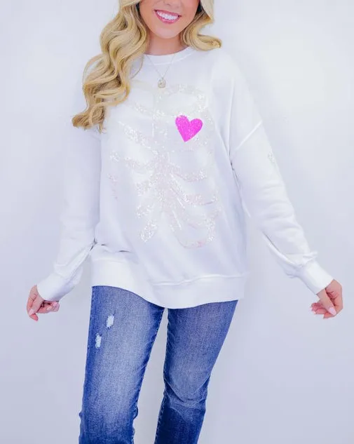 🔥🔥🔥🔥Women's Heart Skeleton Sequin Embellished Sweatshirt (Buy 2 Free Shipping)
