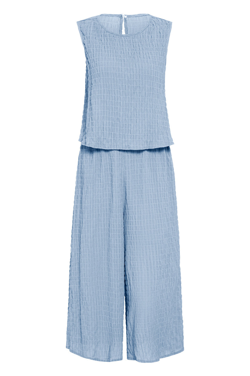 Casual Vacation Simplicity Solid Fold O Neck Loose Jumpsuits