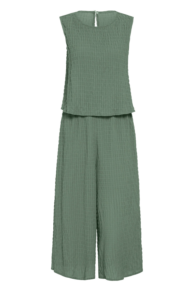 Casual Vacation Simplicity Solid Fold O Neck Loose Jumpsuits