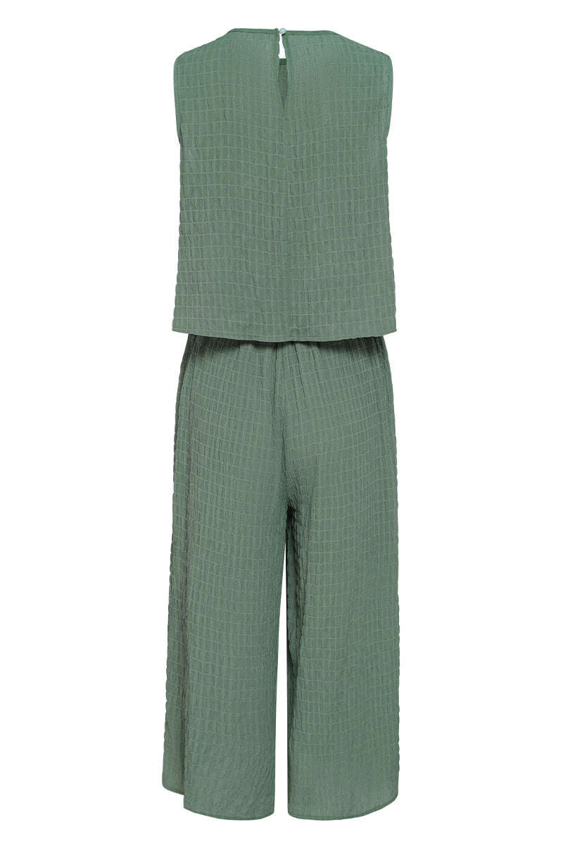 Casual Vacation Simplicity Solid Fold O Neck Loose Jumpsuits