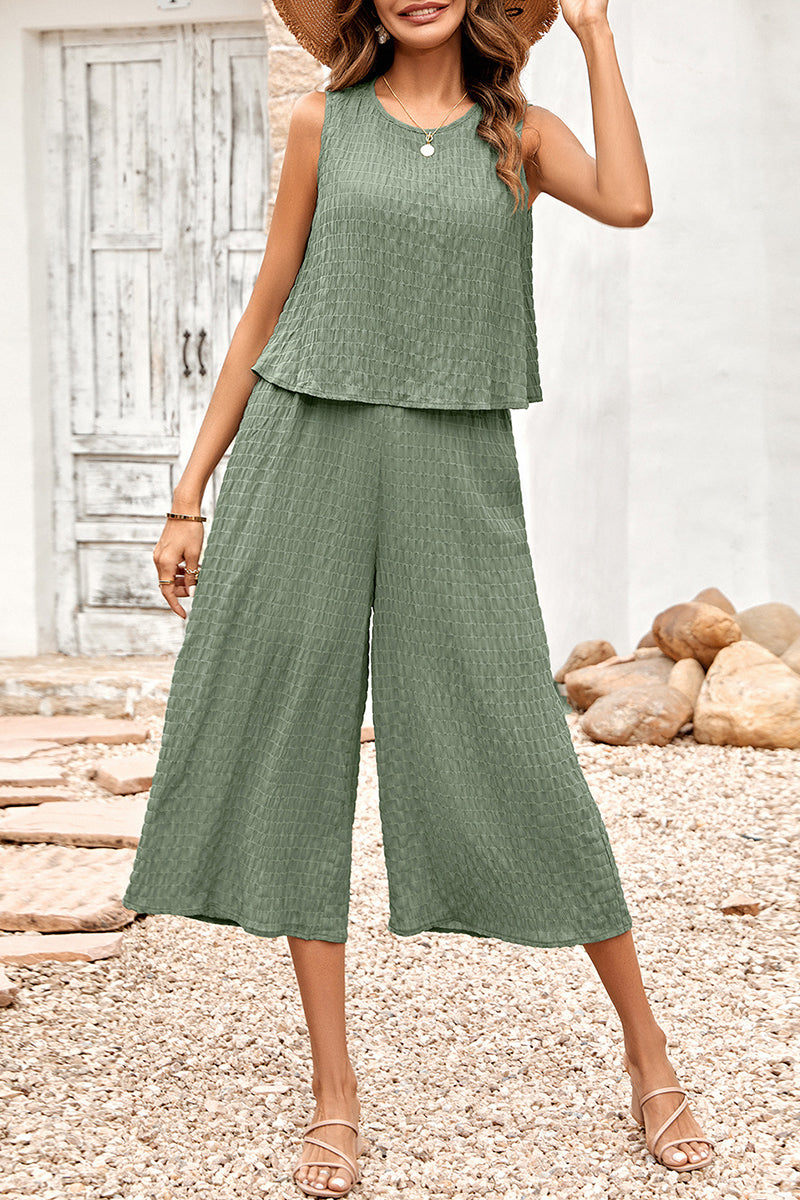 Casual Vacation Simplicity Solid Fold O Neck Loose Jumpsuits