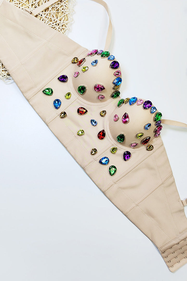 Colorful Rhinestone Corset Cami Top