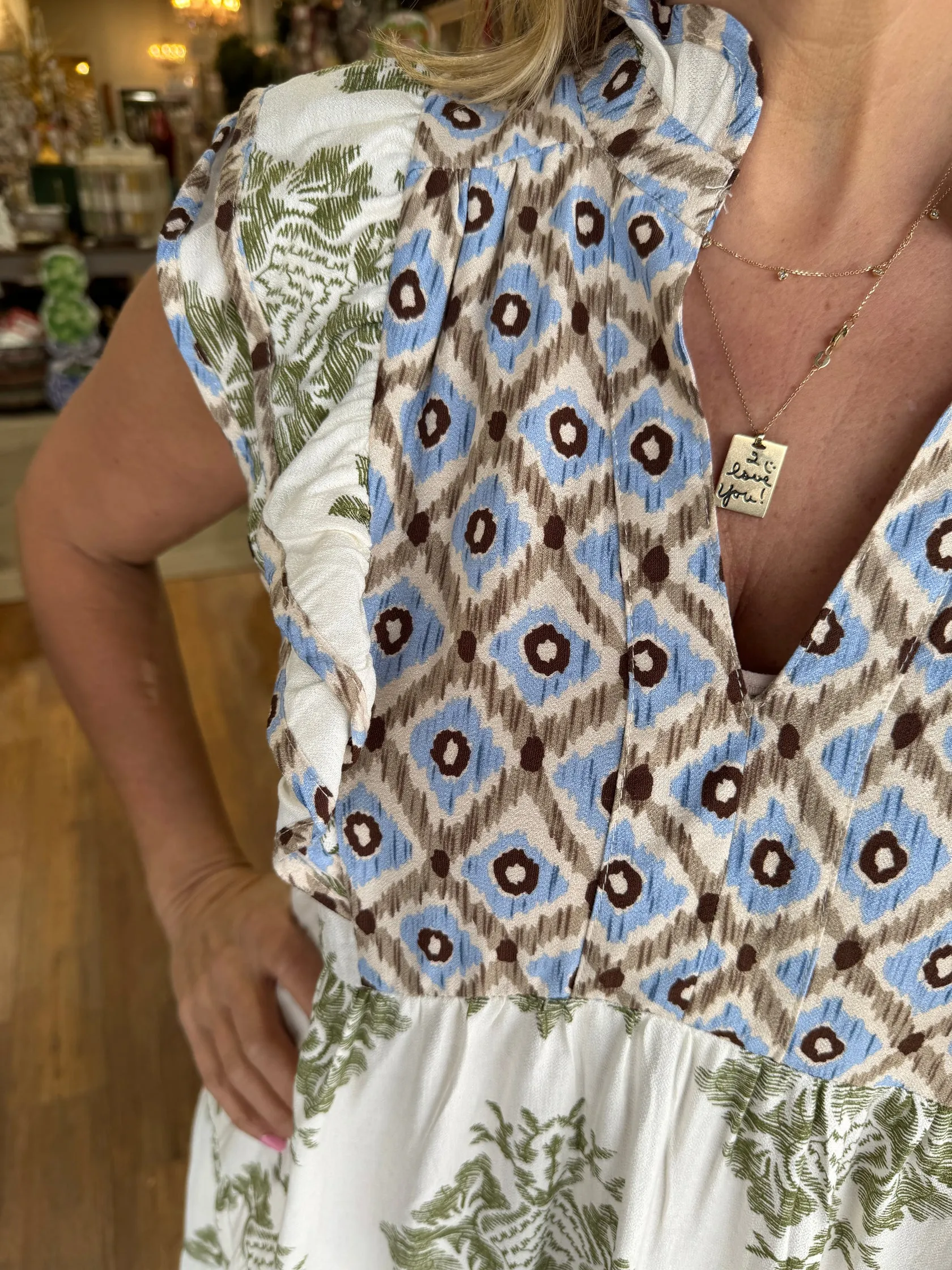 🔥🔥🔥🔥Women's Casual Printed Ruffle Sleeve Dress