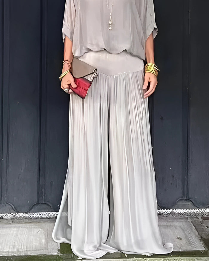 Elegant chiffon wide-leg pants two-piece suit（BUY 2 FREE SHIPPING)