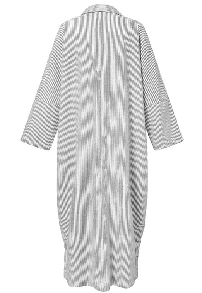 2025 New Women's Casual Long Sleeve Button Down Loose Striped Maxi Shirt Dress(buy 2 free shipping)
