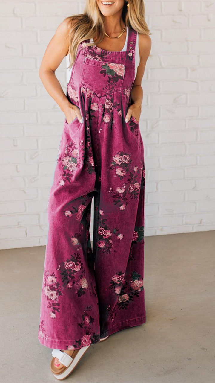 Printed Pocket Casual Denim Overalls(BUY 2 FREE SHIPPING)