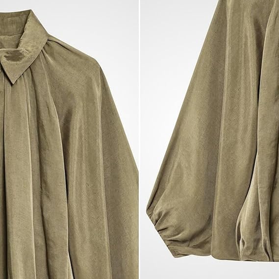 Puff Sleeve Zip-Up Lapel Bomber Jacket（BUY 2 FREE SHIPPING)