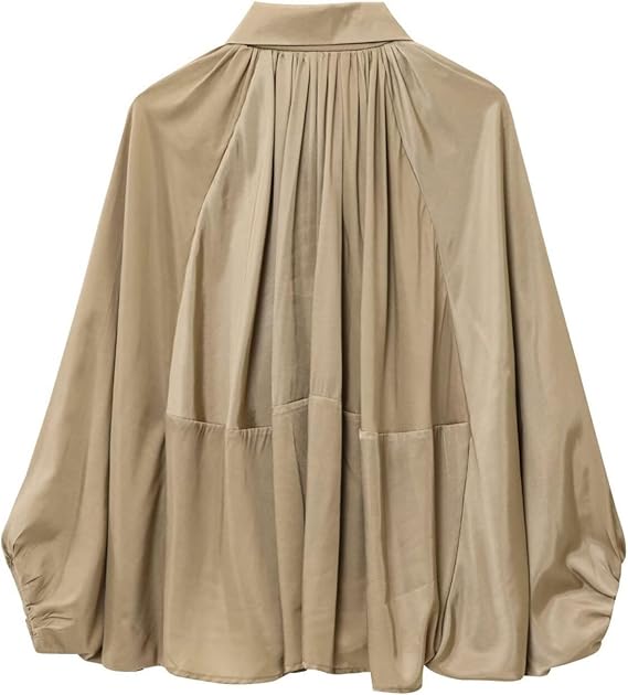 Puff Sleeve Zip-Up Lapel Bomber Jacket（BUY 2 FREE SHIPPING)