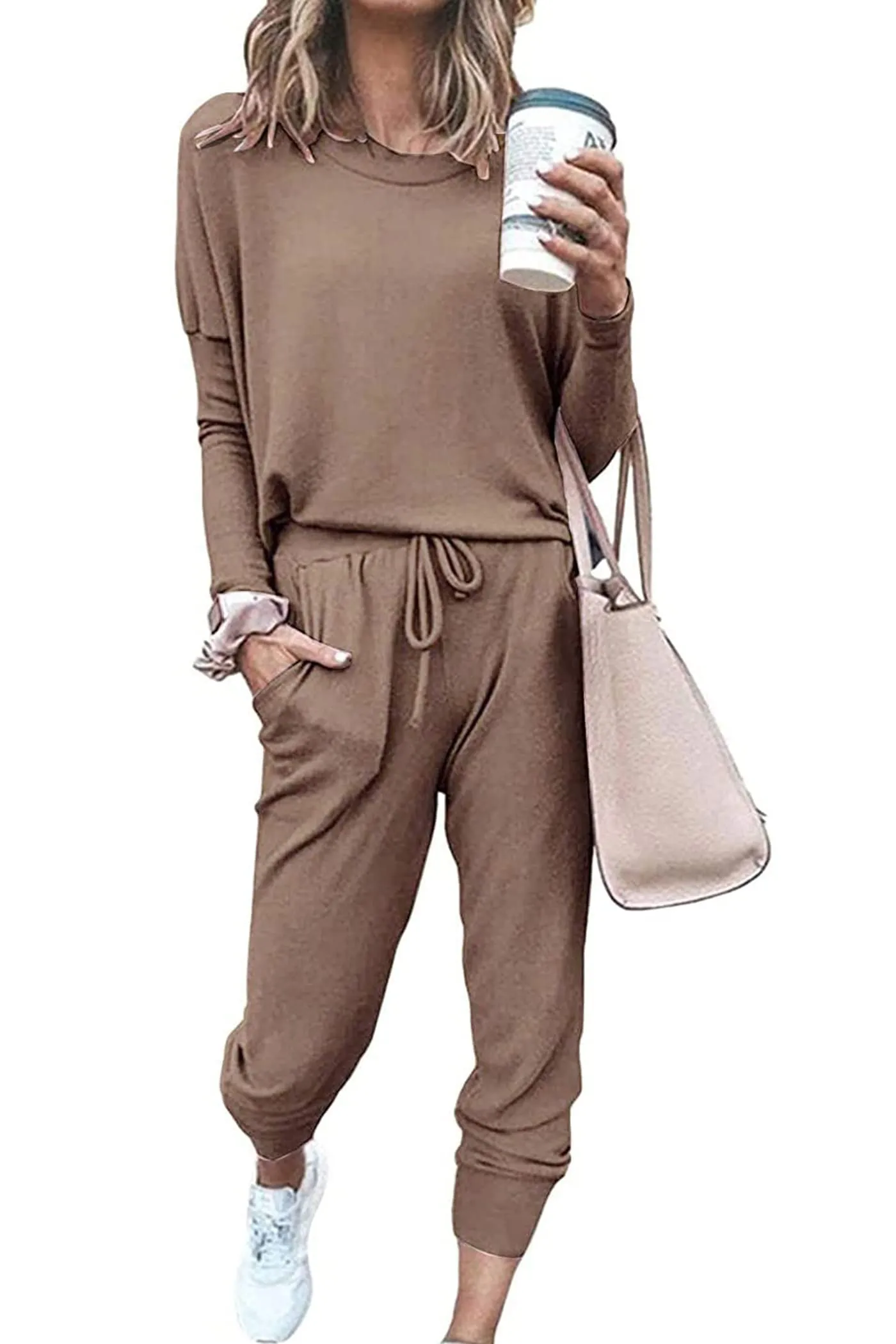 🔥🔥🔥🔥Women's Fall Crewneck Pullover Tops And High Waisted Pants Lounge Set