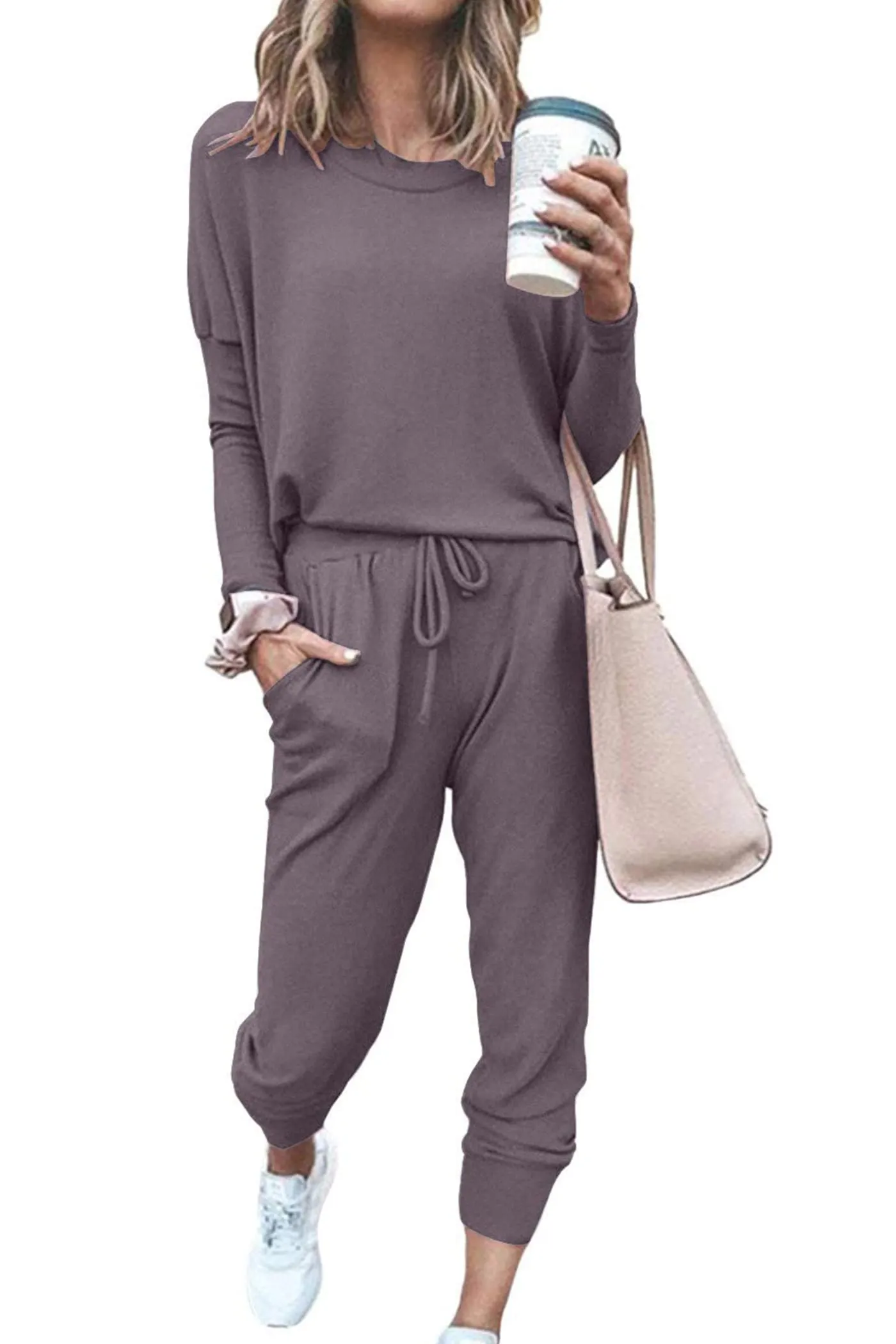 🔥🔥🔥🔥Women's Fall Crewneck Pullover Tops And High Waisted Pants Lounge Set