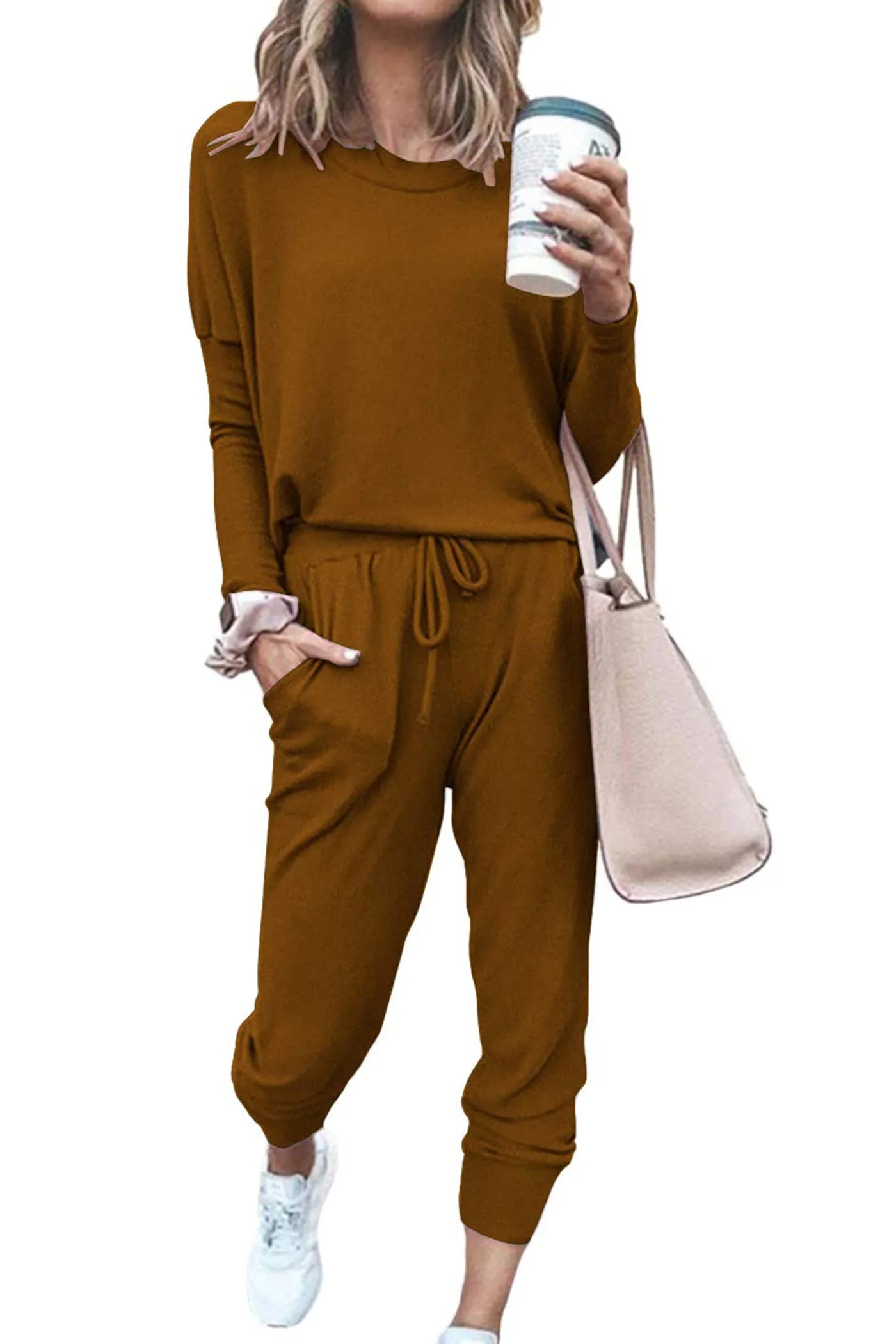 🔥🔥🔥🔥Women's Fall Crewneck Pullover Tops And High Waisted Pants Lounge Set
