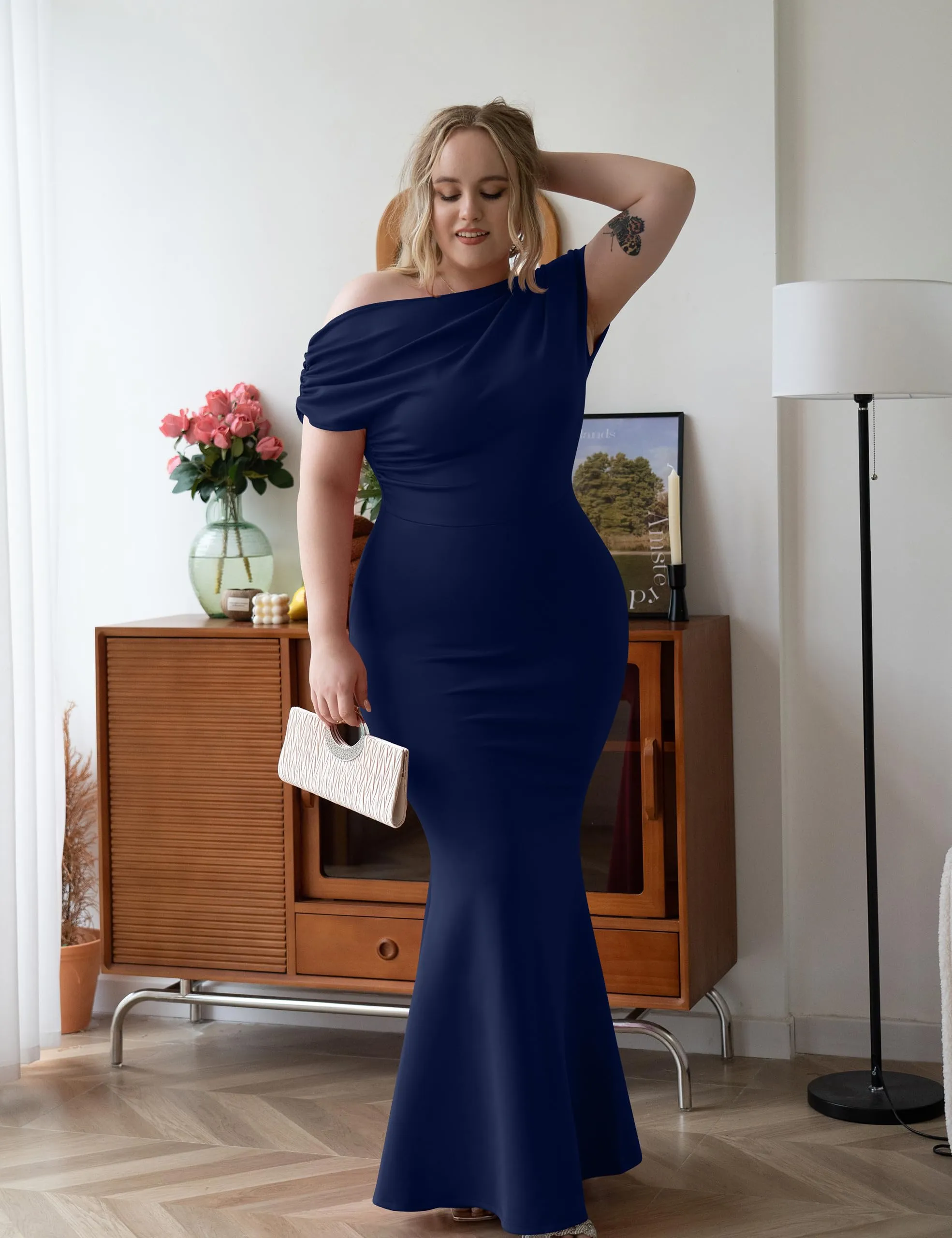 🔥🔥🔥🔥Women's Elegant Sleeveless Off Shoulder Bodycon Long Formal Party Evening Dress