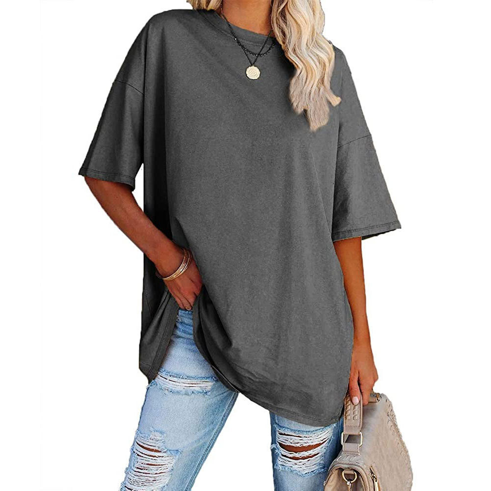 2023 New Updated Fabric Combed Cotton Jersey🔥 Womens Loose Fashion V-neck Top Short & Long Option (Size up to Plus Size 4XL)