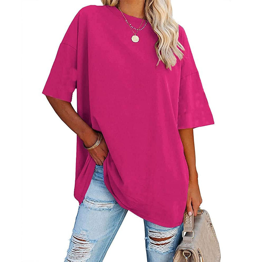 2023 New Updated Fabric Combed Cotton Jersey🔥 Womens Loose Fashion V-neck Top Short & Long Option (Size up to Plus Size 4XL)