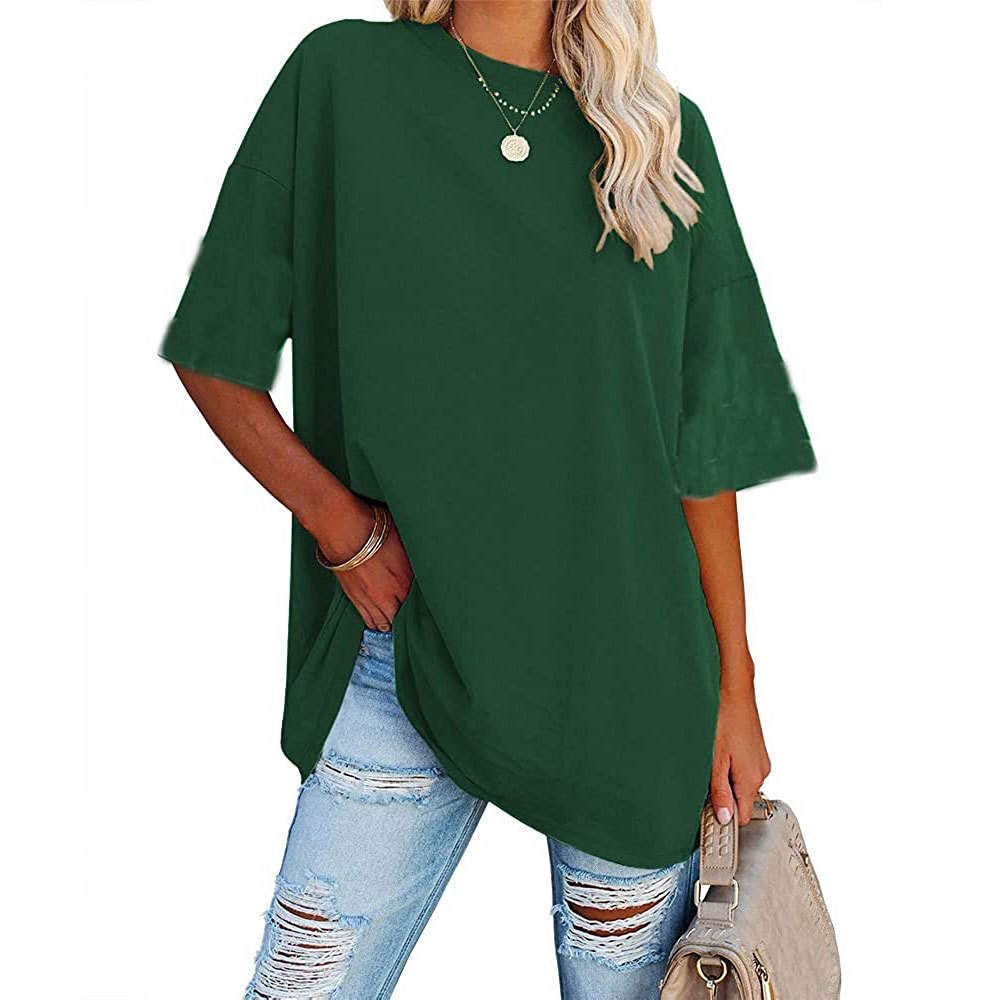2023 New Updated Fabric Combed Cotton Jersey🔥 Womens Loose Fashion V-neck Top Short & Long Option (Size up to Plus Size 4XL)