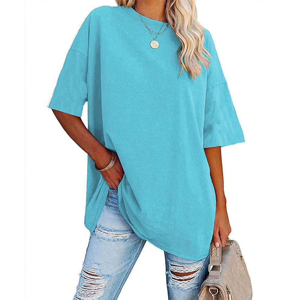 2023 New Updated Fabric Combed Cotton Jersey🔥 Womens Loose Fashion V-neck Top Short & Long Option (Size up to Plus Size 4XL)
