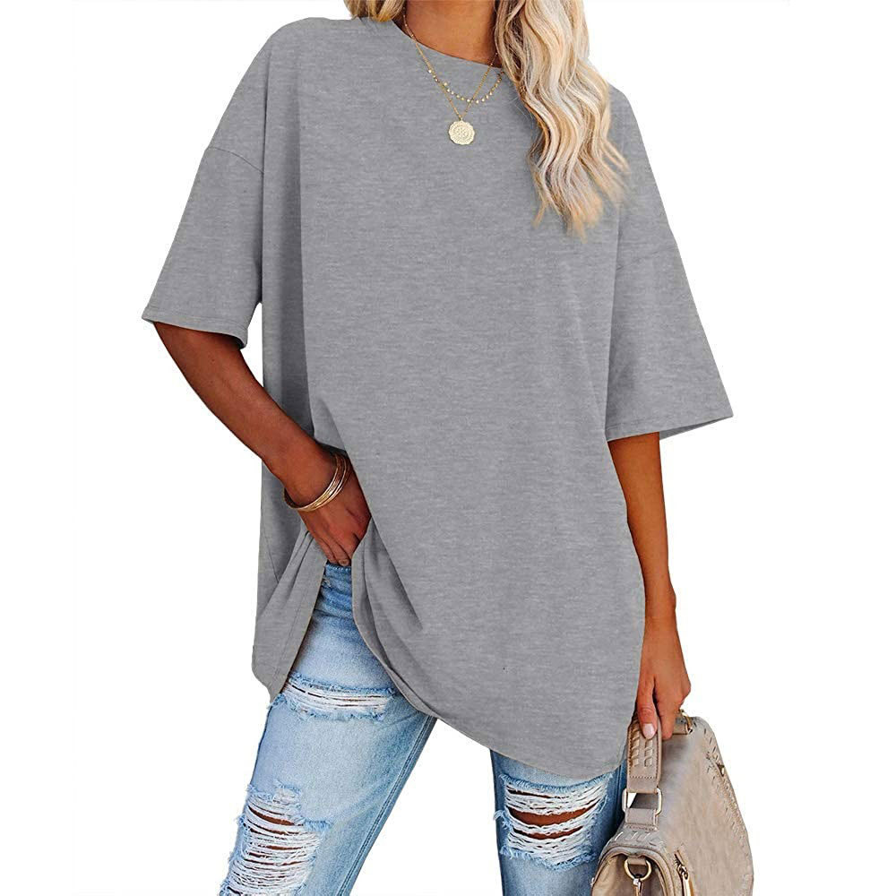 2023 New Updated Fabric Combed Cotton Jersey🔥 Womens Loose Fashion V-neck Top Short & Long Option (Size up to Plus Size 4XL)