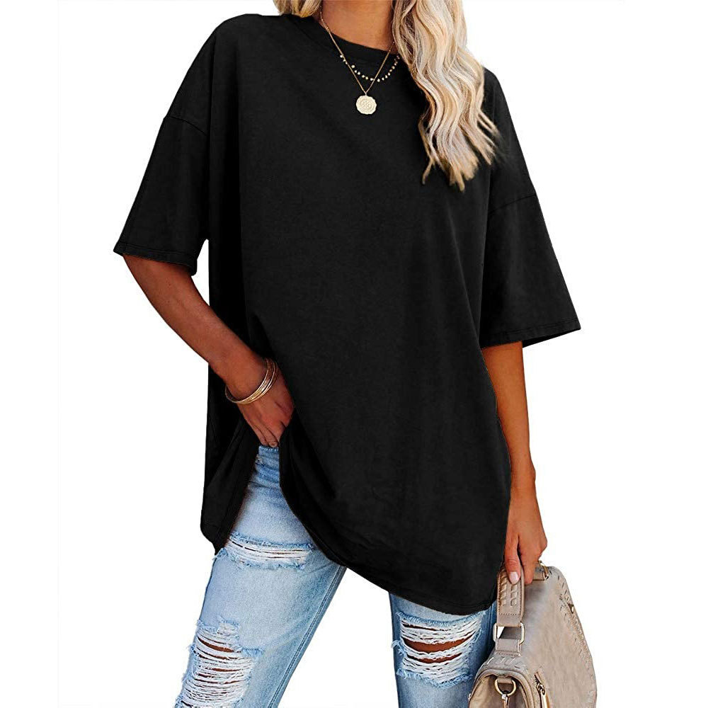 2023 New Updated Fabric Combed Cotton Jersey🔥 Womens Loose Fashion V-neck Top Short & Long Option (Size up to Plus Size 4XL)