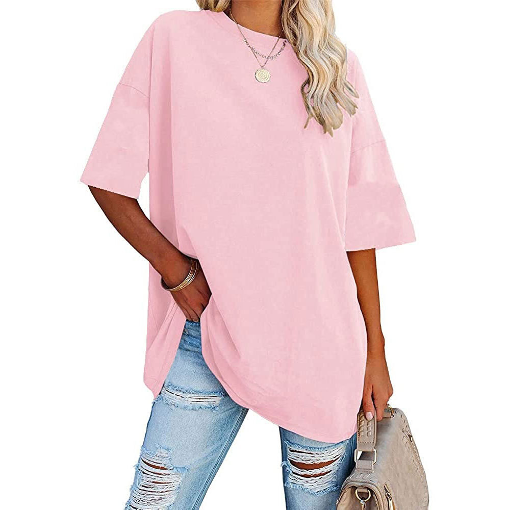 2023 New Updated Fabric Combed Cotton Jersey🔥 Womens Loose Fashion V-neck Top Short & Long Option (Size up to Plus Size 4XL)