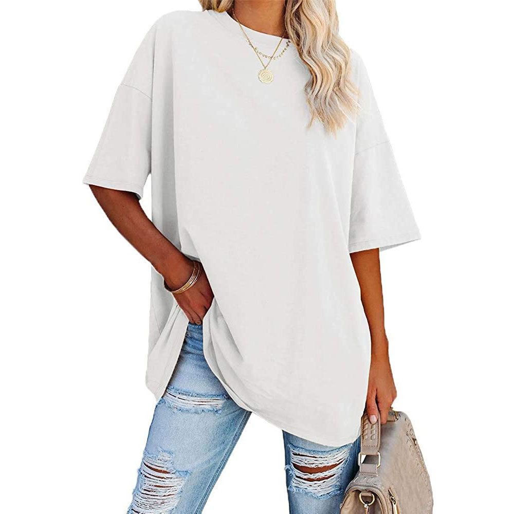 2023 New Updated Fabric Combed Cotton Jersey🔥 Womens Loose Fashion V-neck Top Short & Long Option (Size up to Plus Size 4XL)