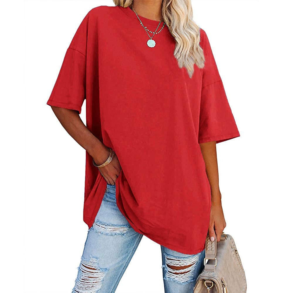 2023 New Updated Fabric Combed Cotton Jersey🔥 Womens Loose Fashion V-neck Top Short & Long Option (Size up to Plus Size 4XL)